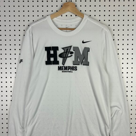 Penny Hardaway 1 Cent Nike Memphis Tigers Long‎ Sleeve Shirt Medium White Team - Picture 2 of 6